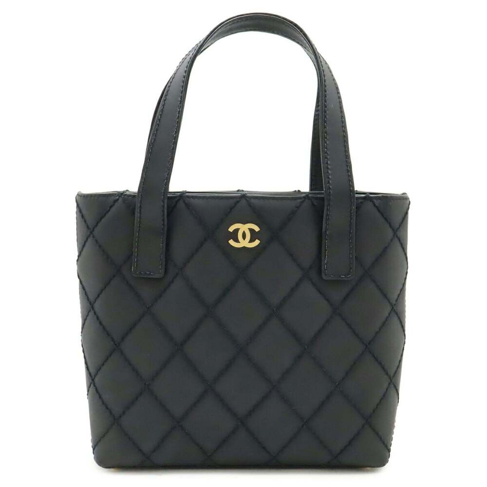 CHANEL Black Leather Logo Tote Bag - Picture 2 of 9